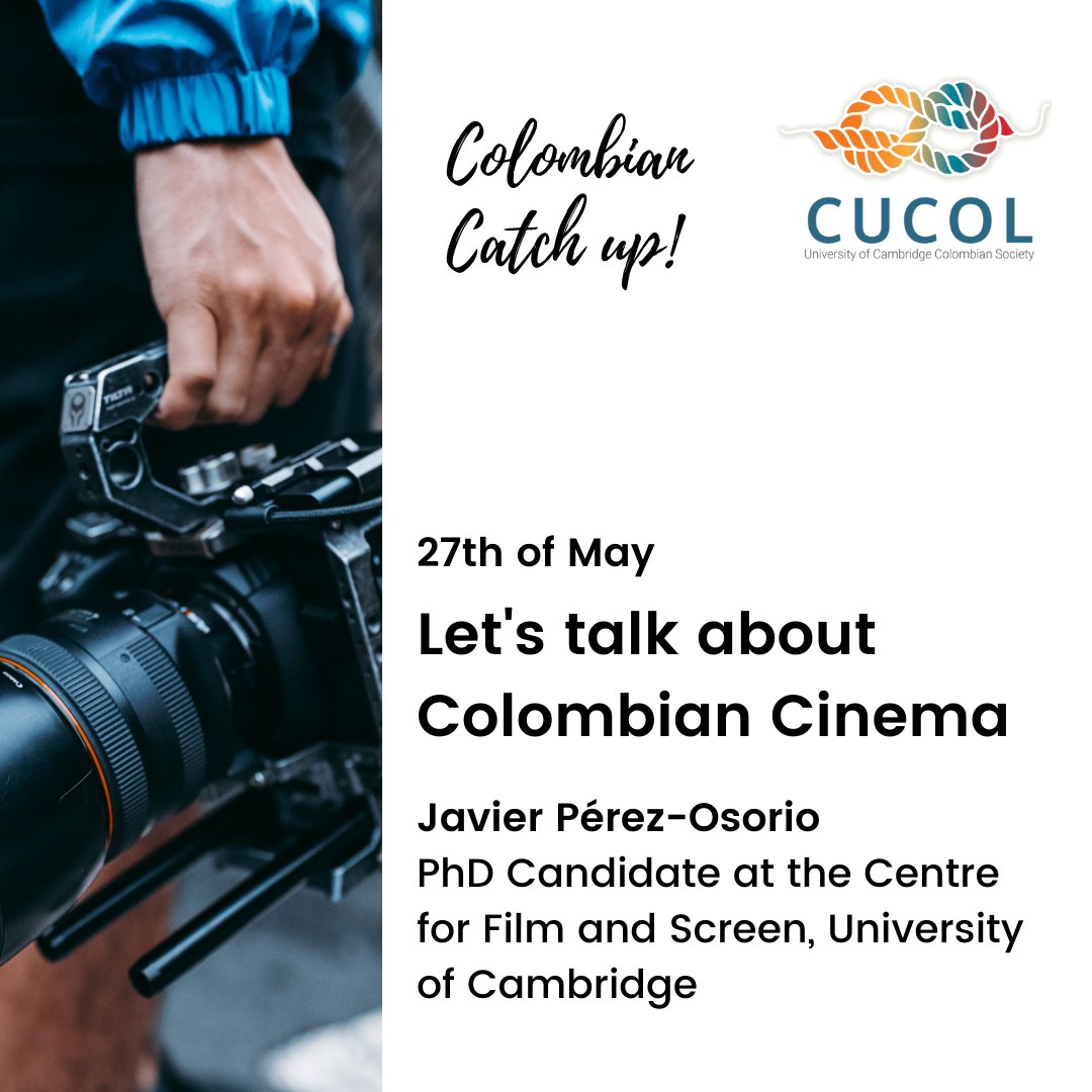 CUColombianSoc's tweet photo. Join us for our next Colombian Catch Up on Thursday 27th of May!
@javiperezosorio, PhD candidate at @FilmScreenCam will talk about Colombian Cinema 🇨🇴🎥
🕖7pm UK🇬🇧 | 1pm Colombia🇨🇴
Find the link below or follow us on FB Live.
#CUCOL #ColombianosInUK #ColombianCatchUp https://t.co/KuvBf5vtxZ
