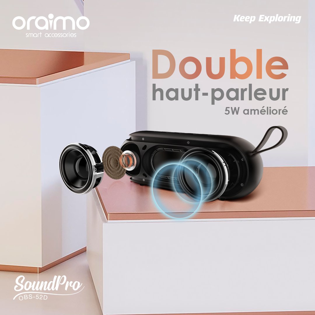 Oraimoci's tweet photo. Découvrez la qualité sonore la plus pure qui soit grâce au double haut-parleur 5W amélioré de #oraimoSoundPro qui offre un son stéréo puissant avec des aigus et des basses riches pour une expérience d'écoute immersive.
#SoundPro #enceintebluetooth
#oraimo https://t.co/qcctuiDFbu