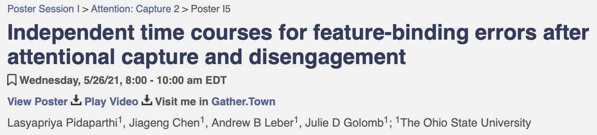 Check out Lasya Pidaparthi's #VSS2021 poster tomorrow morning, 8am-10am EDT on feature-binding errors during attentional capture!  <a href="/GolombLab/">OSU Vision & Cognitive Neuroscience Lab</a> <a href="/JiagengChen2/">Jiageng Chen</a>, @leberandy <a href="/juliedgolomb/">Julie Golomb</a>
