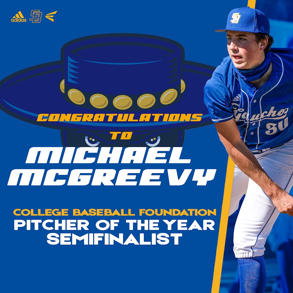 UCSB_Baseball's tweet photo. Congratulations to Michael McGreevy ! He has been named as a semi-finalist for the College Baseball Foundation! Heβs 1 of 17 pitchers to make the list and the ONLY @BigWestSports representative!
β’
β’
#GoChos #Road2CHOmaha #ChoForit https://t.co/iXkhsvdVCq