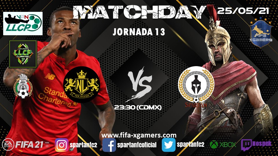 SpartanFC2's tweet photo. 🔥 Hoy tenemos la ultima jornada de la LLCP⚽️🎮

📅 J13🆚 #NewLegendsFC
⏰ 23:30

🏆 @LLCP_FC - 3ra División

▶️ Transmisión en vivo: https://t.co/mqN3EtbRX4

| #LLCP | #ProClubs | #XBOX | #eSports | #FIFA21 | #ClubesPRO | #eLigaMX | #LigaBBVAMX | https://t.co/pOJCpTddhX