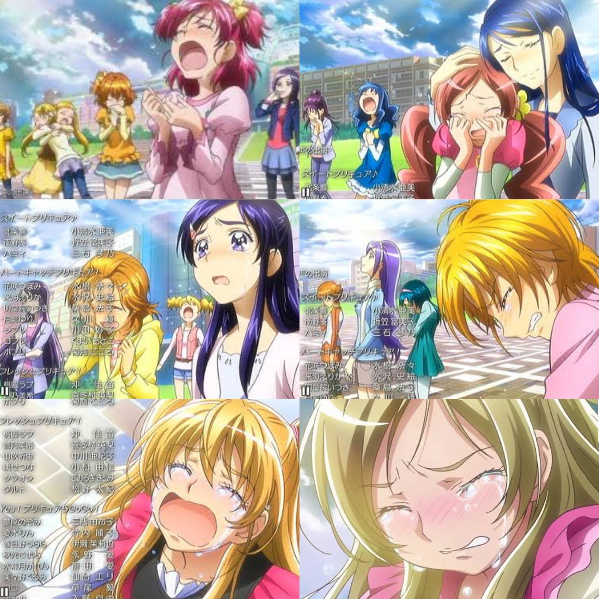 みい プリキュアの泣ける画像を用意しろ プリキュアオールスターズdx3 ブラックホールを倒したが プリズムフラワーを失い 妖精たちとの別れを悲しむ プリキュアオールスターズ達 このあとエンディング曲の ありがとうがいっぱい が流れて各シリーズ妖精