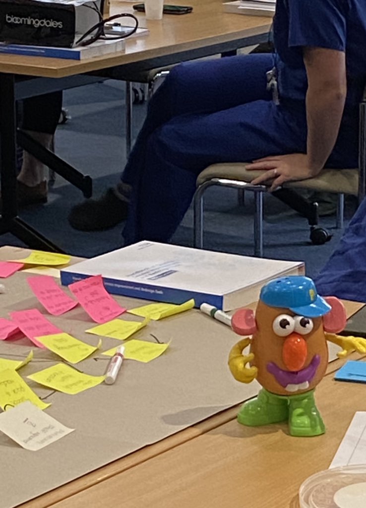 QSIR P cohort 10 Process mapping and Mr Potato head so nice to be back Great group and enthusiasm for QI <a href="/drlesleyjordan/">Lesley Jordan</a> <a href="/ACT2improve/">NHS QSIR</a> <a href="/Antonialynch/">Toni Lynch</a> <a href="/RUHBath/">RUH Bath 🏥</a> <a href="/RUHStaff/">RUH Staff</a>