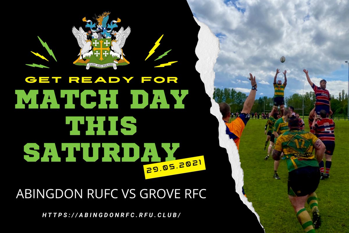 We are away this Saturday 🏉 Grove RFC vs Abingdon RFC Kick off 2:00PM Contact match with adapted RFU rules with scrums and mauls exempt. Good luck to the men in green and gold!! #matchday #rugby #rugbyunion #abingdonrugby #abingdon #match #sports #fitness #grassrootsrugby