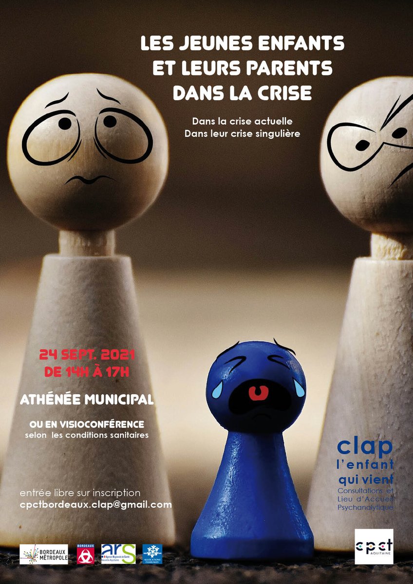 cpctbordeaux's tweet photo. LES JEUNES ENFANTS ET LEURS PARENTS DANS LA CRISE
DANS LA CRISE ACTUELLE
DANS LEUR CRISE SINGULIERE

Formation du CLAP L’enfant qui vient – vendredi 24 septembre 2021 https://t.co/13ahOT7blW