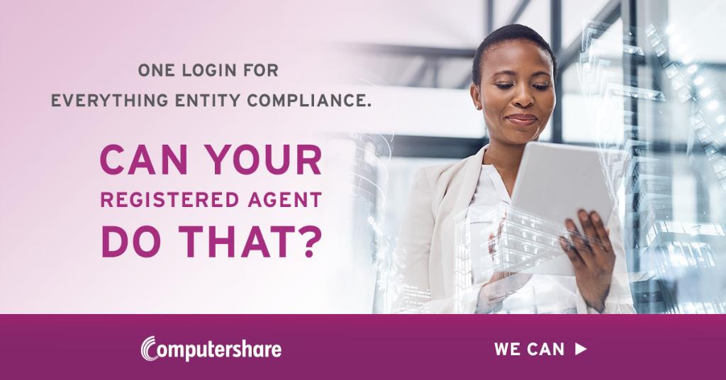 Computershare's tweet photo. Eliminate the chaos of having your #entitycompliance data in multiple places. Learn how you can streamline #entitymanagement, #registeredagent services and #businesslicenses in one platform. https://t.co/aL2NPoICK1 https://t.co/iqmdfUGP3y