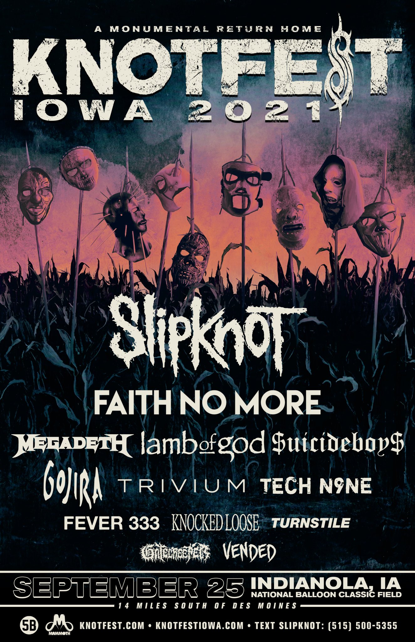 Slipknot on Twitter "KNOTFEST IOWA 2021 September 25 // Indianola, IA