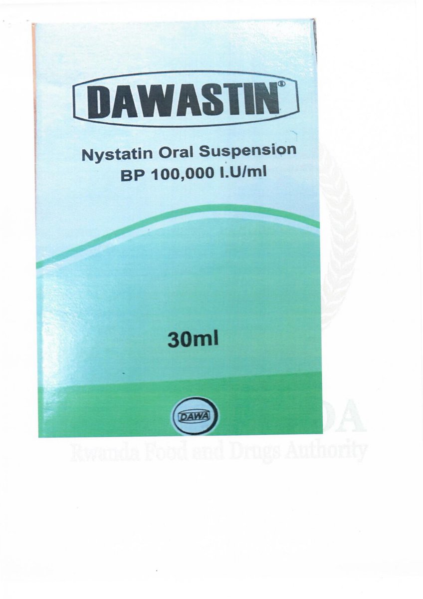 Guhagarika by'agateganyo umuti witwa Nystatin Oral Suspension BP 100,00001.U/ml ukorwa n'uruganda rwa DAWA Limited.