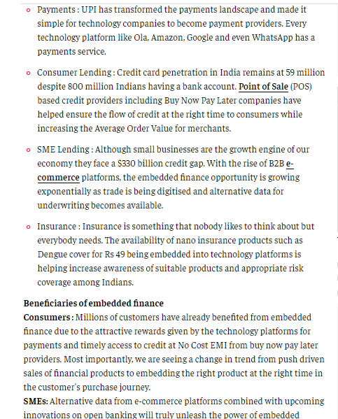 labs_pi's tweet image. &quot;Mujhe Google Pay kar dena&quot; - a common phrase of Kirana store owners.
The rise of non-bank #technology companies has estimated a $7 trillion opportunity of #embeddedfinance globally by 2030 - @EconomicTimes. How does it help the rest of the world?
Read: bit.ly/2SnRccj
