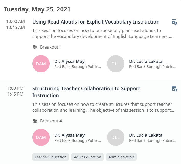 LakataMay's tweet photo. So happy to be presenting at @NJTESOL_NJBE Spring Conference again! We wish we could be connecting with everyone in person, but we are grateful to see so many people registered for our two virtual sessions today. #togetherisbetterPD #RBBisBIA @DreamBigRB @missalyss714 @MrsLakata https://t.co/SV0nCrcZYQ