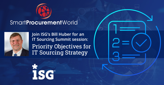 T_C_Ortiz's tweet photo. What should your top priorities and objectives be for a world class #ITsourcing strategy? Join ISG's @SourcingDigital for a session during the @SmartProcure IT Sourcing Summit to find out. https://t.co/7N9z9EnNHm https://t.co/yFhjsdhPNg