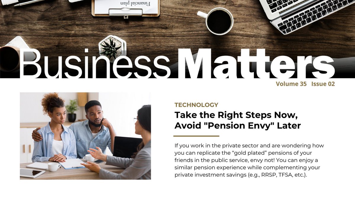 Private sector pension plans rarely compare to those in the public sector. This edition of #BusinessMatters discusses government pension benefits available to Canadians, traditional views, and how to overcome pension envy.

Read more here: bit.ly/BM_35_2_3