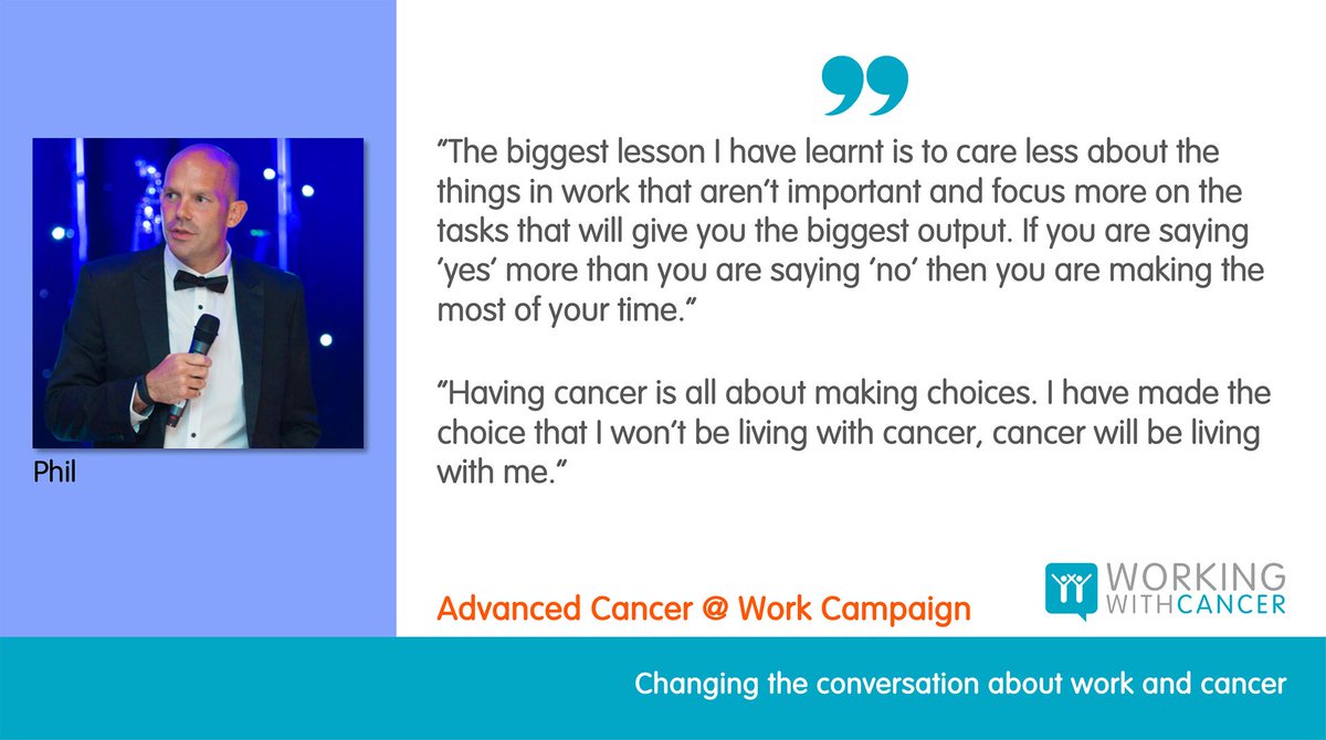 Wise words from Phil about how he frames his advanced cancer diagnosis and spends his time saying 'yes'.

bit.ly/3bS7GzY

#WorkWithCancer
#CancerSupport