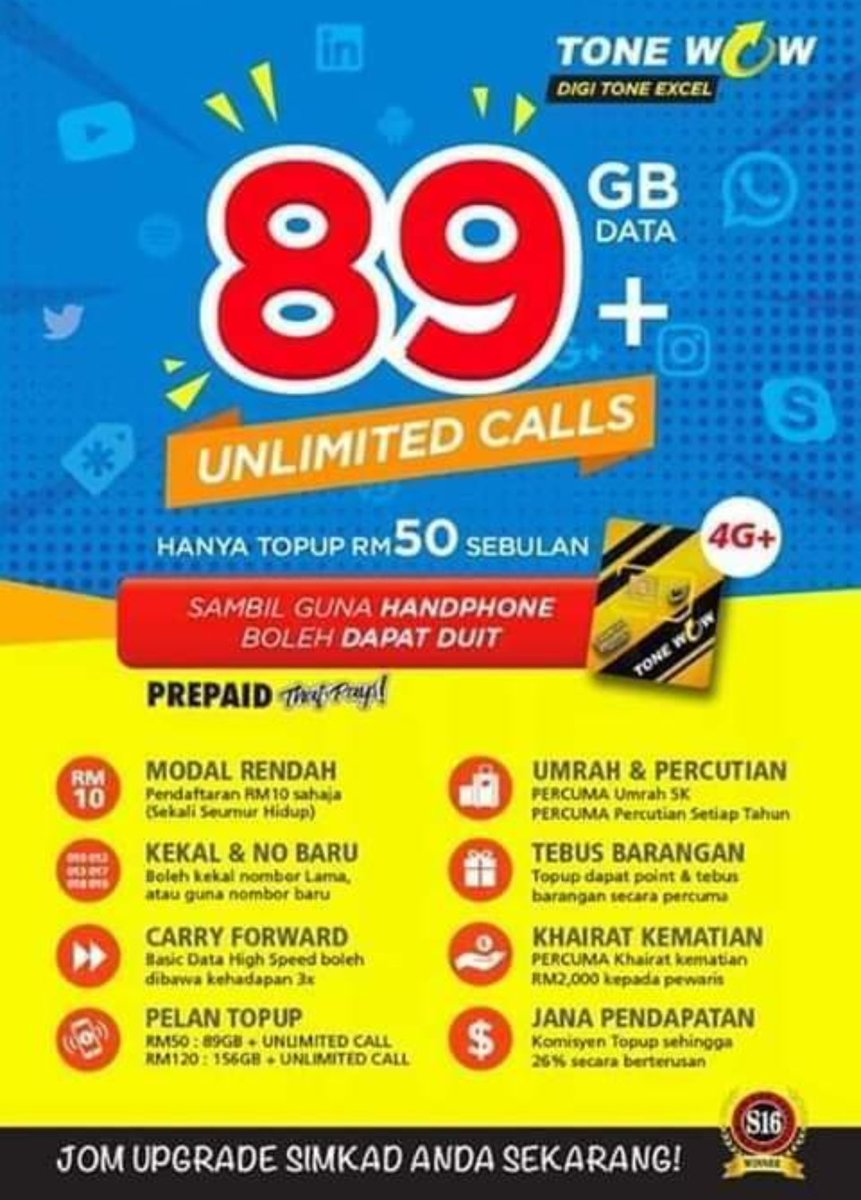 wanhafiz's tweet photo. @zakuan_mz14 #simkad: mahu kekalkan nombor, tapi nak dapatkan dataplan mantap.

Dataplan menarik, tiada tax SST:

RM50 sebulan dapat
89Gb sebulan + unlimited call

INFO: https://t.co/xOth1gq7Da

#highspeedPrepaid #kekalkanNombor #tonewow https://t.co/pspuj3ru8i