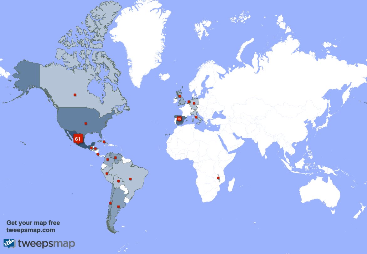Muchas gracias a mis 5 nuevos seguidores desde Estados Unidos, y más durante la última semana. tweepsmap.com/!ProAmbiOficial
