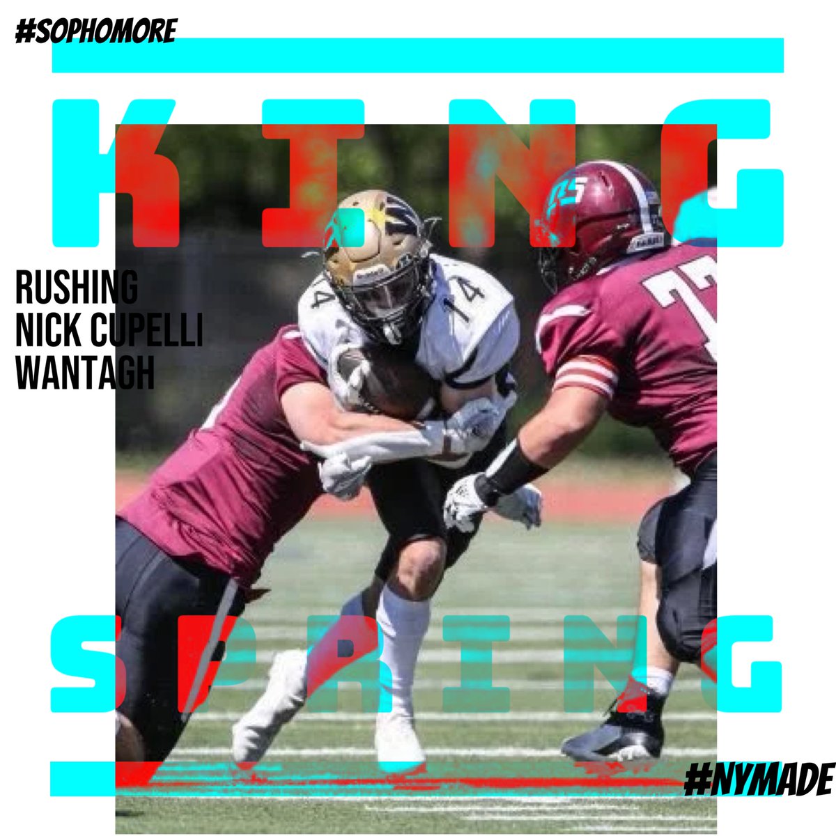 NYMadeFootball's tweet photo. ⭐Sophomore Rushing #KingOfSpring Winner⭐
Nick Cupelli from Wantagh High School. #NYmade #GroundKing https://t.co/lW0qBLcOXo