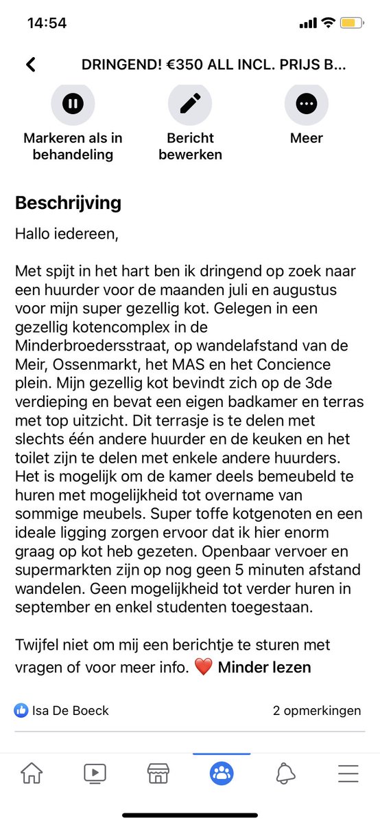 JanaBerben's tweet photo. HEEL DRINGEND opzoek naar iemand die mijn kot wil huren in de zomer maanden! Antwerpen, €350 all incl https://t.co/dzrsHlQtND