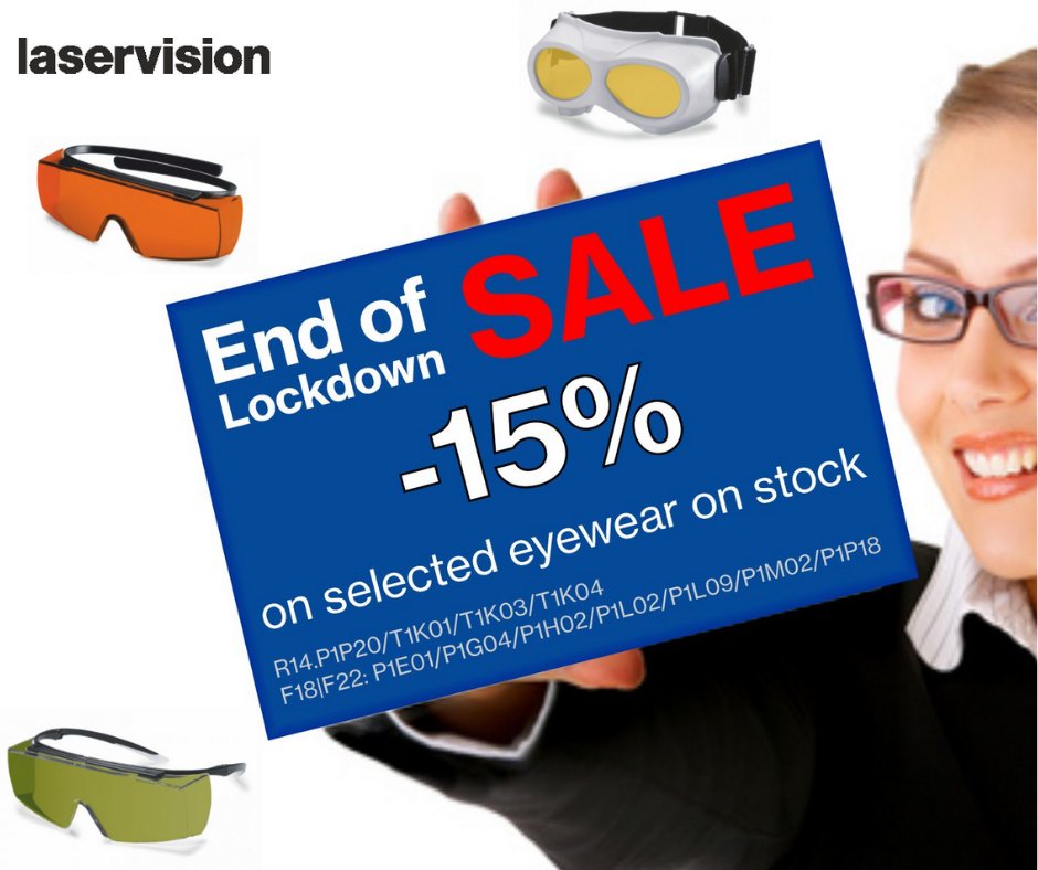 UvexLASERVISION's tweet photo. #laservision has an "End of Lockdown SALE" for you on selected laser safety eyewear from stock!🆕👓

Register now to the online shop, send your order as usual or get in touch with your contact and get a 15% discount! 🛒

To the laservision website👉 https://t.co/ijbxju4Mcc https://t.co/5fg7T0Nsb4