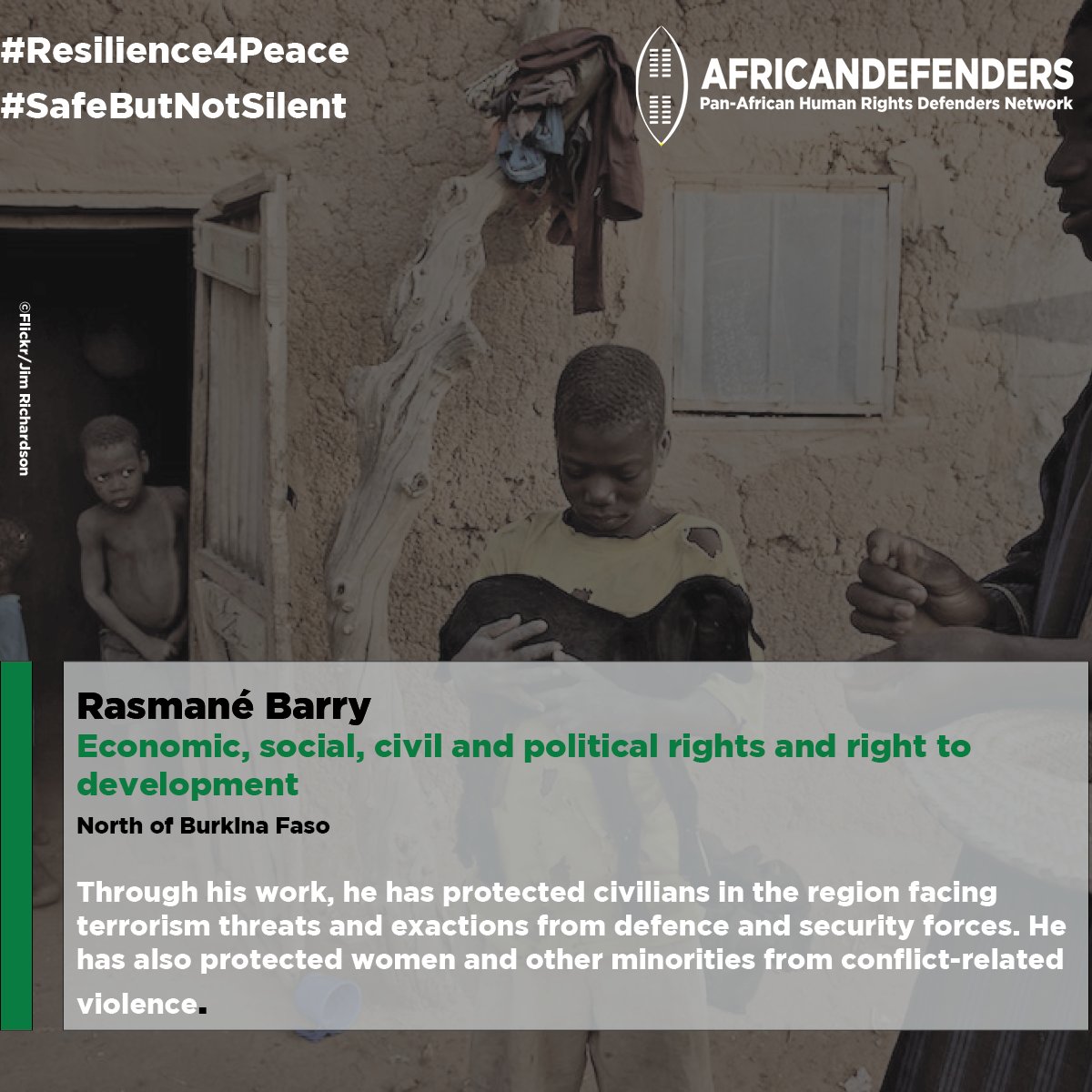 AfricaDefenders's tweet photo. Today on our #Resilience4Peace campaign, Rasmane Barry shares with us how his work in promoting and protecting #humanrights in #burkinafaso has created a positive impact in his community. https://t.co/bO3YZtcWKR