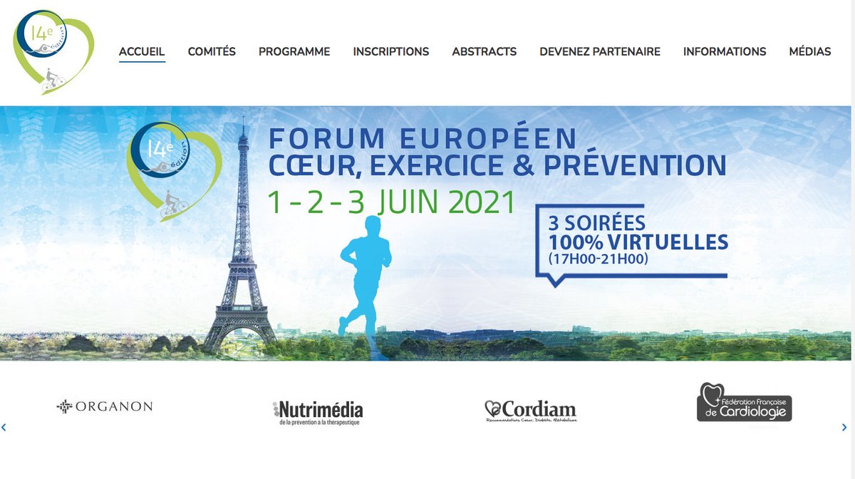 Nutrimedia's tweet photo. Le 14 ème Forum Européen #Coeur #Exercice et #Prévention est VIRTUEL. L'#ActivitéPhysique adaptée a gagné ses lettres de noblesse pour l'ensemble des pathologies. Nutrimedia est partenaire du congrès depuis le début @AlainSolal # Pr F. Carre @OvercomePCO
https://t.co/ZGD8GL83OF https://t.co/P1hjKlCAXf