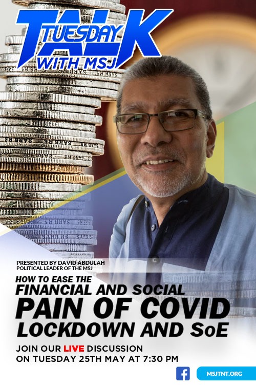 Tonight on Tuesday Talk, our political leader discusses the economic impact of COVID-19 on T&amp;T and its effect on working class Trinbagonians. Tune in live on our Facebook page tonight at 7:30!

#COVID19 #TrinidadandTobago #MovementForSocialJustice