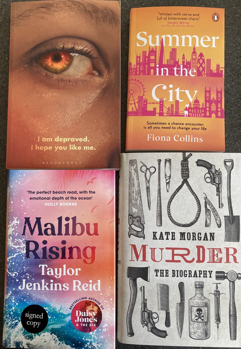 AboutGassing's tweet photo. #SummerInTheCity @FionaJaneBooks #MalibuRising #TaylorJenkinsReid #Animal #LisaTaddeo #MurderTheBiography #KateMorgan https://t.co/xbf2cn3kAb