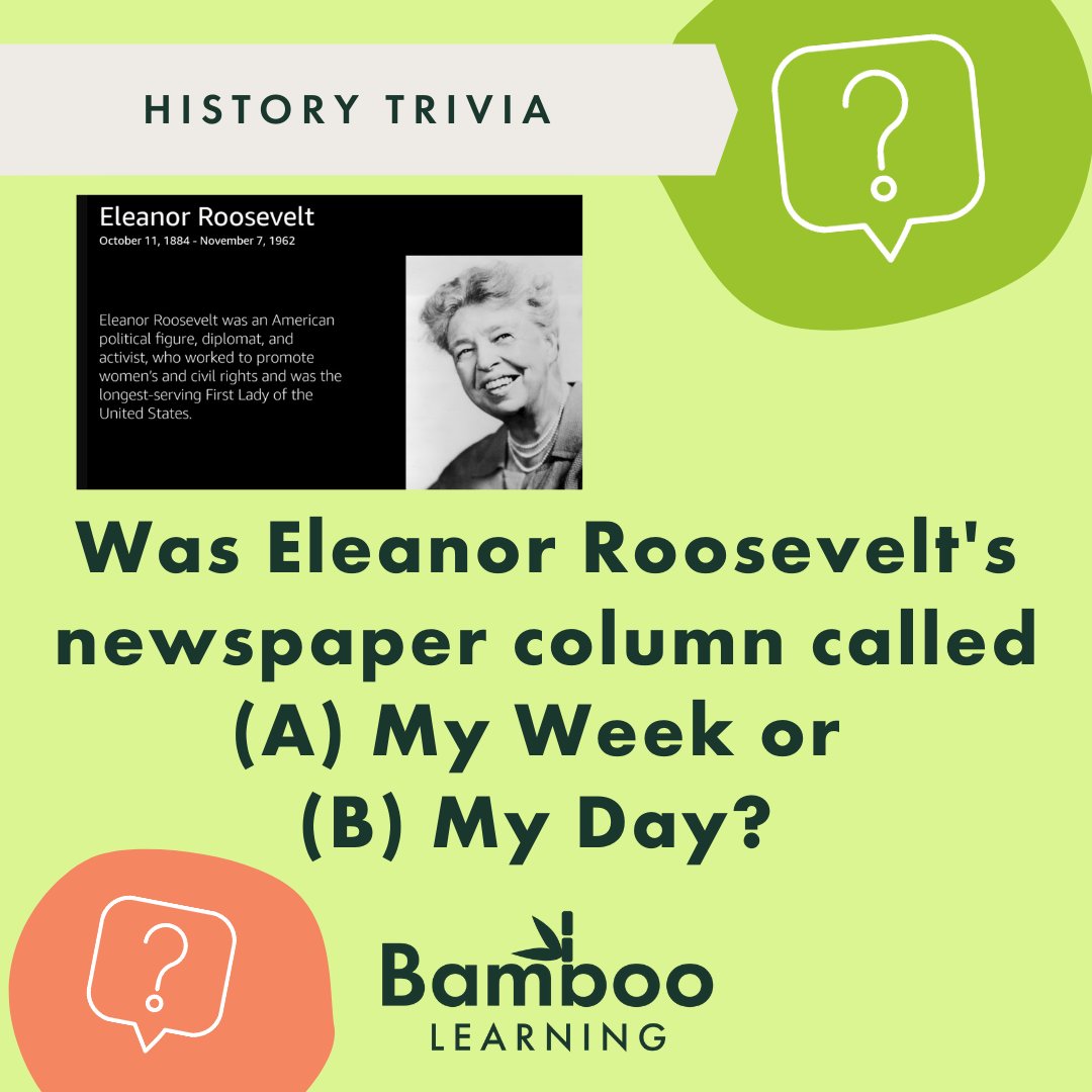 learnwithbamboo's tweet photo. Eleanor Roosevelt. "Be confident, not certain."

#homeschool #education #kids #kidsactivities #elearning
#makelearningfun #primaryeducation #eleanorroosevelt
#learnthroughplay #earlylearning #openendedplay  @alexa99
@amazonfiretv @mommyshorts 
@hqtriviafans @ERHSOfficial https://t.co/JXu4kkvArj