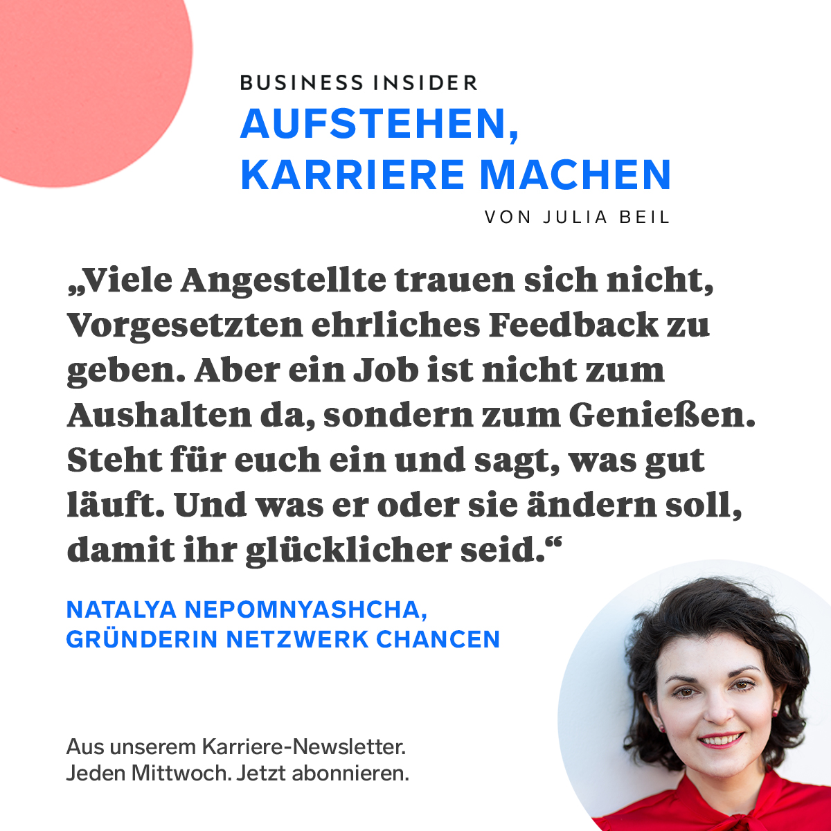 BIDeutschland's tweet photo. 👔 Am Mittwoch kommt wieder unser Karriere-Newsletter. Hier ein kleiner Vorgeschmack. 👓Abonnieren könnt ihr hier: https://t.co/DIiz5oEB9E https://t.co/yf3LzHORWH