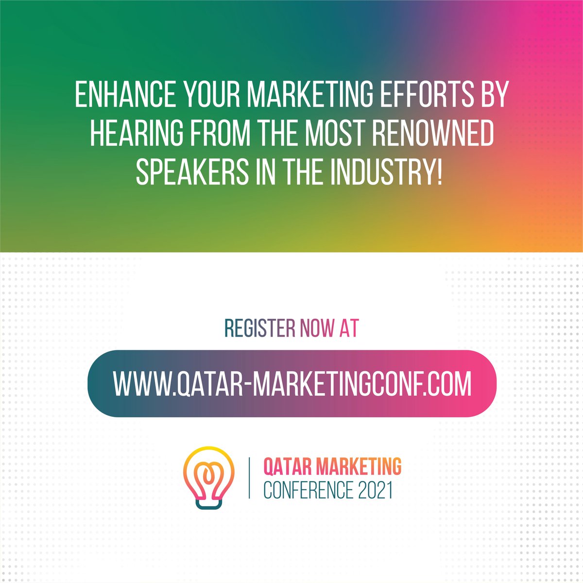 ConferenceQatar's tweet image. Make sure to visit our official website and learn about more of our featured sessions at Qatar Marketing Conference 2021!

For more info, please contact Nikki Prado at
📧 nikki.prado@nextfairs.com
📞 +974 50550640
visit our website🌐qatar-marketingconf.com

#QatarMarketingConf