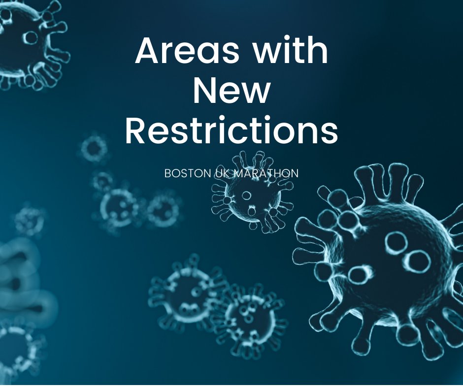 If you are unfortunately in an area now placed in new Covid 19 restrictions, please follow the local instructions regarding travel.  If you are unable to take part, Boston Marathon will permit a deferral to 18th April 2022 (Easter Monday), or a refund of your entry fee