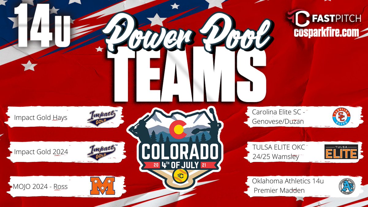 COSparkFire's tweet photo. 🥳🎇Celebrating these teams in the Power Pool! 🥎#IPlayTCS https://t.co/9BlmYT3Vno