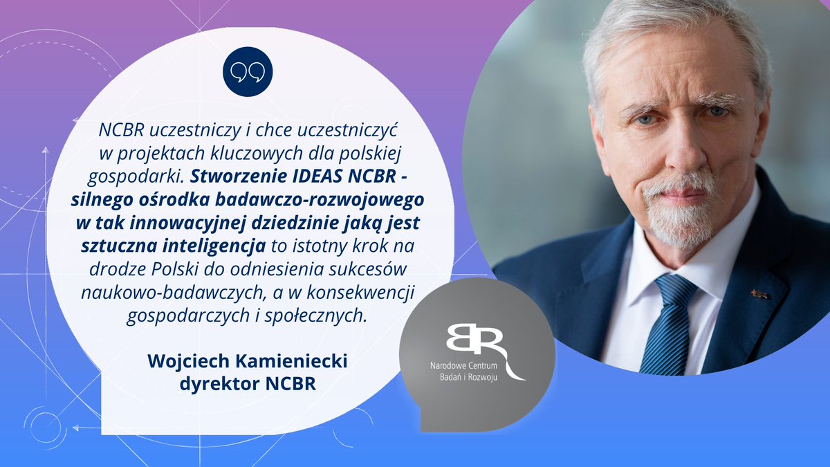NCBR_pl's tweet photo. Powstał #IDEAS NCBR - nowy ośrodek badań nad #AI.
- To istotny krok na drodze Polski do odniesienia sukcesów B+R w tej dziedzinie, a w konsekwencji sukcesów gospodarczych i społecznych - mówi dyrektor NCBR W. Kamieniecki.
 
Więcej: https://t.co/IMYzCAhwhZ https://t.co/JLRcUapjqB