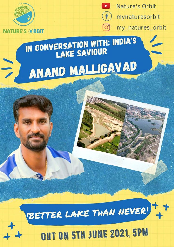 debabraj's tweet photo. In conversation with @AMalligavad the man behind restoring lakes. Let’s know more about him and learn more on solving #watercrisis this #WorldEnvironmentDay on 5th June, 5 PM. Stay tuned.
@UN @UN_Water @Water
#naturesorbit #climatecrisis #restorelake https://t.co/ovYVrAqbbV