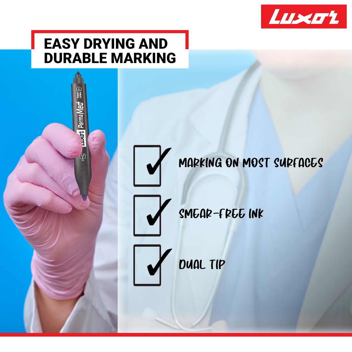LuxorIndia's tweet photo. Dual tip permamed medical marker makes marking super-easy!
#MarkingMadeEasy
#PermamedMedicalMarker
#LuxorAtEveryStage
#LuxorIndia https://t.co/59ZMwScqx8