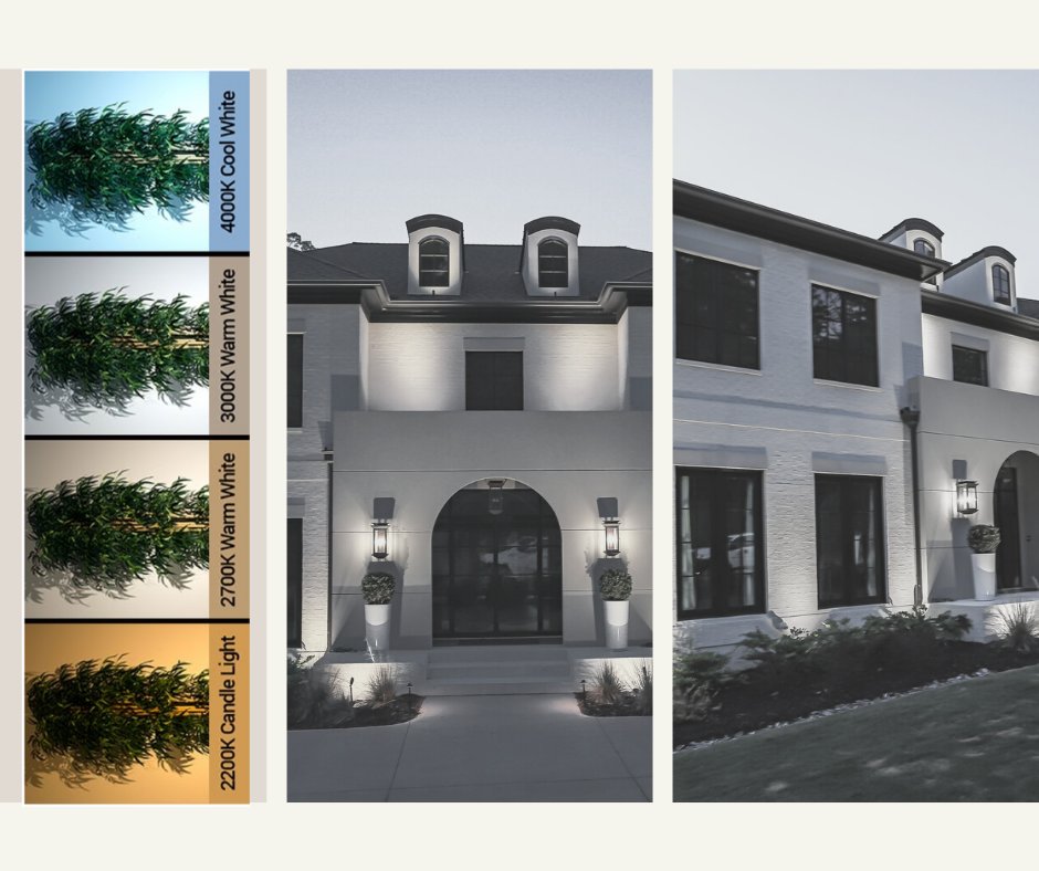 LightsAtl's tweet image. Light Temperature is a measure of the presences of blue or yellow tint in white light.  Each design calls for a custom light temperature depending on the color and style of the home. We measure this in Kelvin. #lightinglessons #outdoorlighting #colortemperature