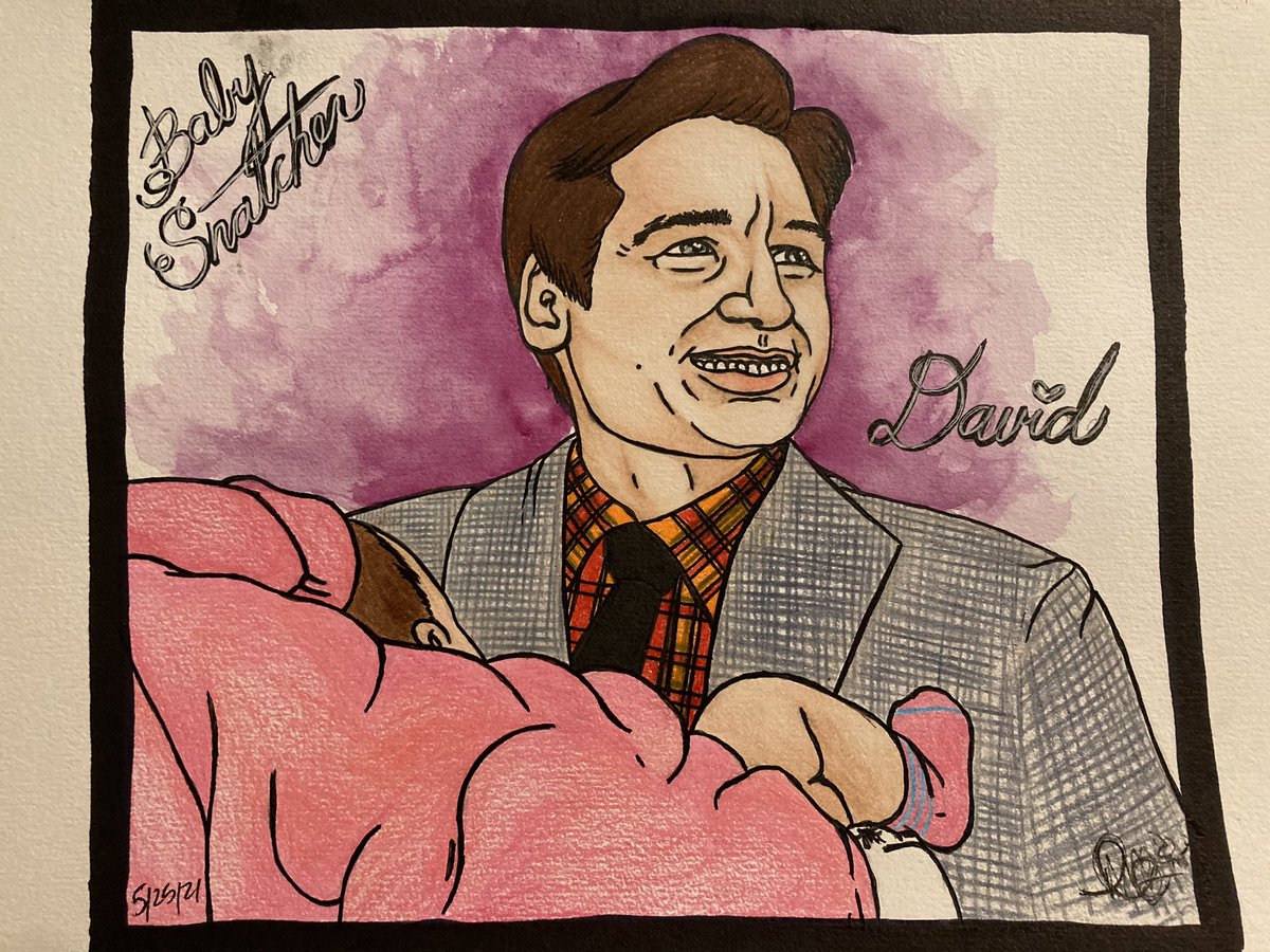 hearteyes4david's tweet photo. Knocked out #BabySnatcher ! #DavidDuchovny #Hearteyes #DDCult #DDArt #Art #watercolor #ColoredPencil https://t.co/n9L7gchNoe