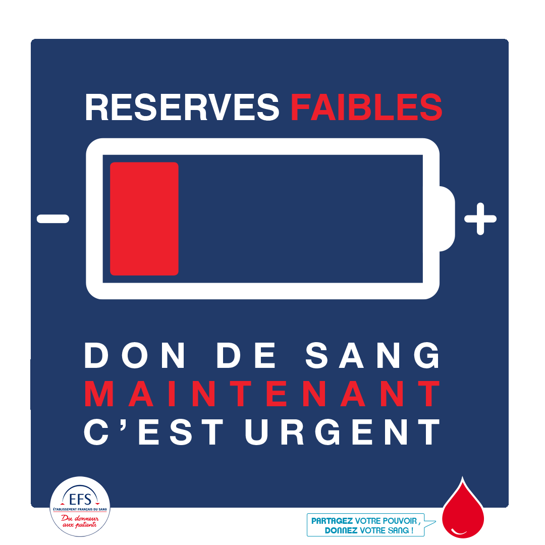#DonDuSang | Le don du sang, il y urgence ! 
➡ Ce long week-end a affaiblit les stocks de sang. 
📍Trouvez une collecte près de chez vous : efs.link/lieux et prenez rendez-vous ici 📲 : efs.link/rdv.