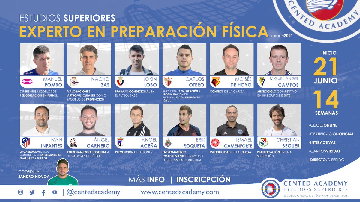 🚨 IMPORTANTE | ¿Quieres formarte GRATIS, y de forma oficial, como #PreparadorFísico profesional? 
1.- Haz RT de este tweet ✅
2.- Sigue a <a href="/centedformacion/">CENTED Formación</a> y <a href="/centedacademy/">CENTED Academy</a> 
👉 Sorteamos una licencia! 
📲 + info en centedacademy.com/curso/estudios… 📚⚽️
#FamiliaCENTED #PrimeroTú