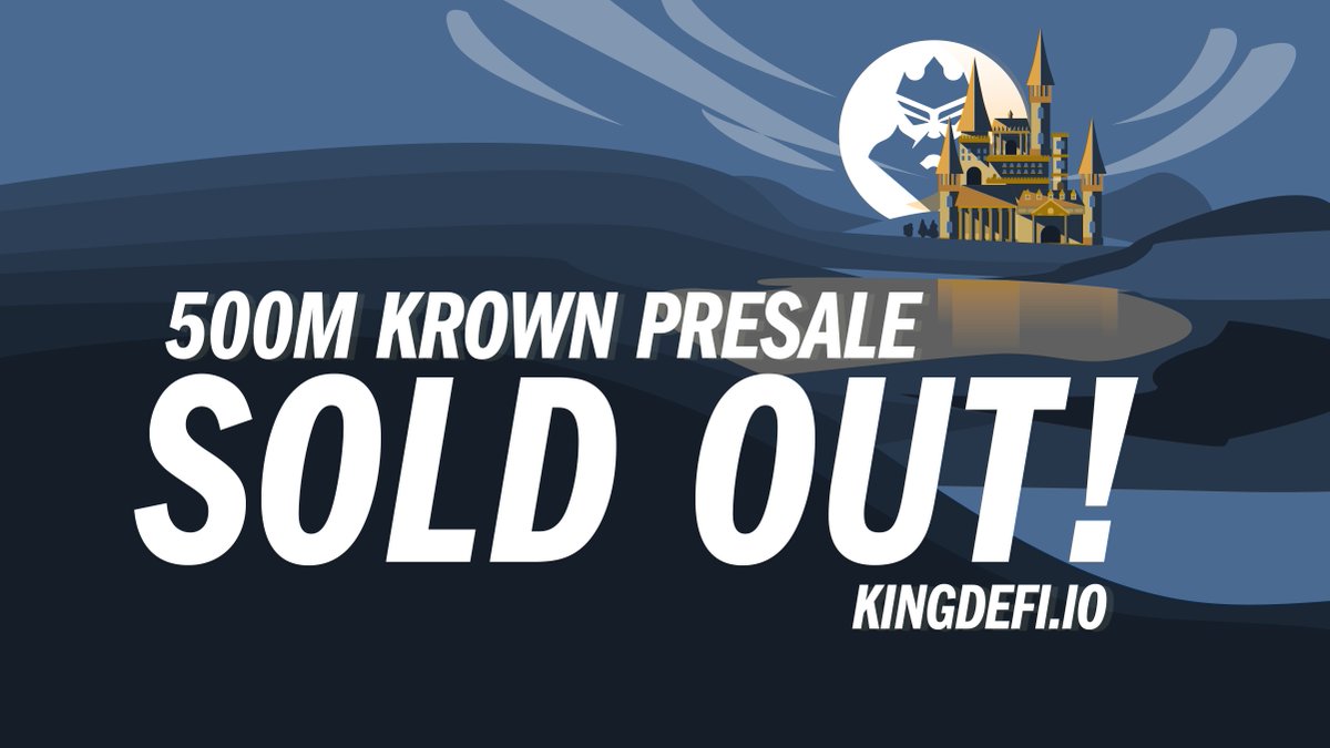 KingDeFi's presale has 100% sold out! 💰💰
500M $KRW tokens now belong to fellow Knights! 

Don't miss the upcoming #crowdsale event:
➡️  June 14

Follow <a href="/KingDefi2/">Real__king</a> for all details

🔗  linktr.ee/kingdefi?utm_c…