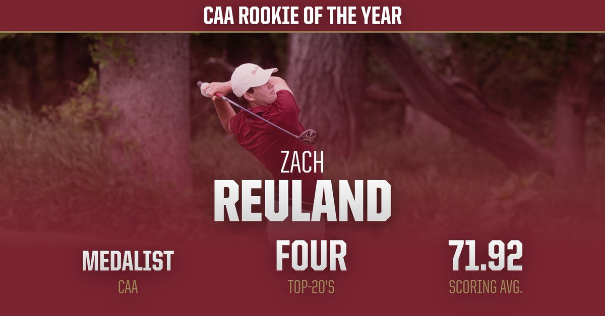 CofCMensGolf's tweet photo. Your CAA 𝙍𝙤𝙤𝙠𝙞𝙚 of the Year 🏆

Congrats, @ReulandZach 👏

📰 | https://t.co/VB2aRFIgsm

#comeCus | #CougarsFightOn https://t.co/Wu45uZRvUF