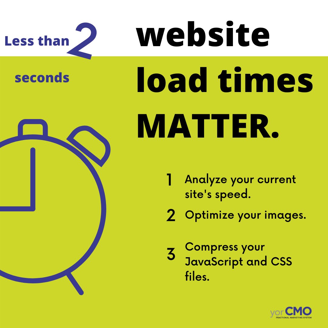 yorCMO's tweet image. How does marketing look different in 2021? Web traffic is more important than ever, and your leads are getting less and less patient about long website load times. 
#fractionalmarketing #marketingstrategy #websiteloadtime #marketing2021