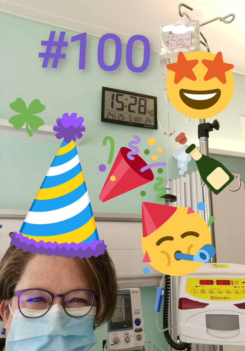 SuissePatiente's tweet photo. Today is my #100th #infusion #Herceptin #Perjeta. That's almost 6years without relapse #every3weeks #breastcancer #HER2plus #superpowers #luckygirl #thankyouUniverse #celebratethesmallthings #importantmilestones #fuckcancer https://t.co/Q2SYT22wcP