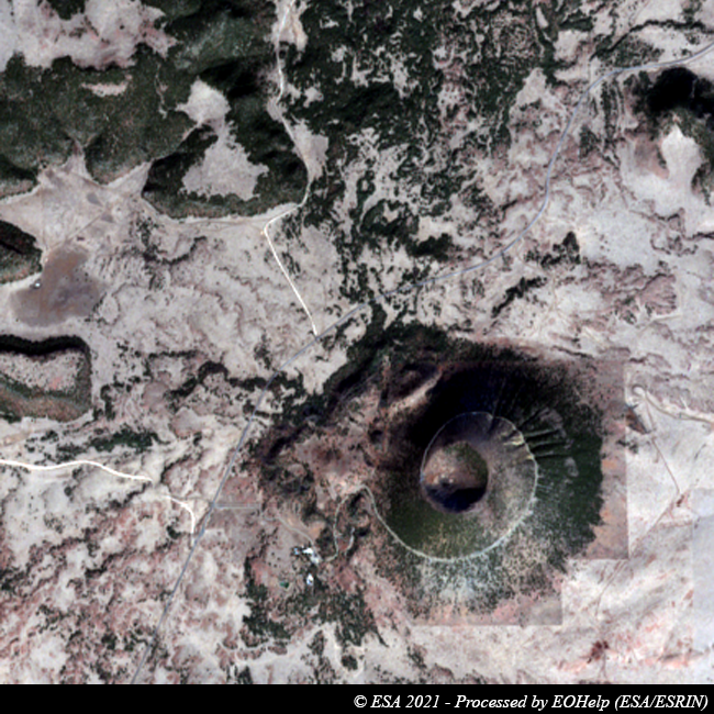 ESA_EarthOnline's tweet photo. #Sentinel2 over #EagleTail mountain opposite #CapulinVolcano National Monument (New Mexico, US), both acquired Nov 2020.
Scientists think a large eruption laid Capulinโs foundation, then small lava flows and cinder eruptions made slopes more inclined.
See: https://t.co/tAPkyZIhTF https://t.co/xwUXcmZkm3