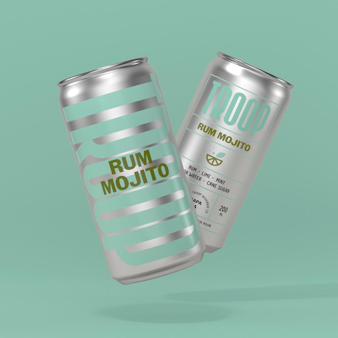 Kati Forner and Nimble creative deliver a complete packaging and branding system for <a href="/drinktroop/">Troop Beverage Co.</a> pre-mixed cocktails. Read the full article here: bddy.me/3vkchmr 

#pentawards #packagingdesign