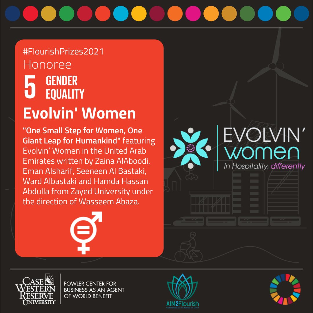 The 2021 Flourish Prize for Global Goal #5 (Gender Equality) honors <a href="/EvolvinWomen/">Evolvin' Women</a> in the UAE &amp; “One Small Step for Women, One Giant Leap for Humankind” by students at Zayed University under Wasseem Abaza. #GlobalGoals #FlourishPrizes2021
Read it here: aim2flourish.com/innovations/on…
