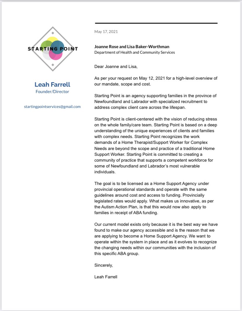 startingptnl's tweet photo. Advocating to become a licensed Home Support Agency to offer our specialized recruitment to families with complex needs province-wide at no cost to them. We have been working on this for 5yrs and look forward to next steps @GovNL @FureyAndrew @EasternHealthNL @AutismSocietyNL https://t.co/gZ1GL9dYJV