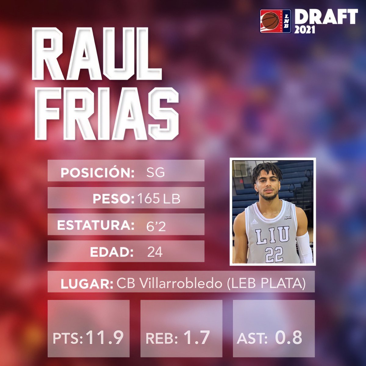Luego de mostrar su talento con la universidad de LIU Brooklyn, Raúl Frías ha paseado su juego por España en la LEB Plata. Ahora busca hacerse sentir en #DondeJueganLosMejores
