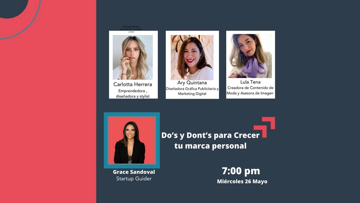 empoweringrace's tweet photo. #EmpoweringLive: Crece tu marca personal, mejora tu presencia digital 📲
🤩Invitadas: @Carlottaherrer4 @Dhakiny y @LulaVibes 
📆 Miércoles 26 de mayo
⏰ 7:00 pm
🔴 Live en Twitter, Facebook, YouTube y Linkedin de Empoweringrace
#MarcaPersonal #RedesSociales https://t.co/JOnH9j4ueY