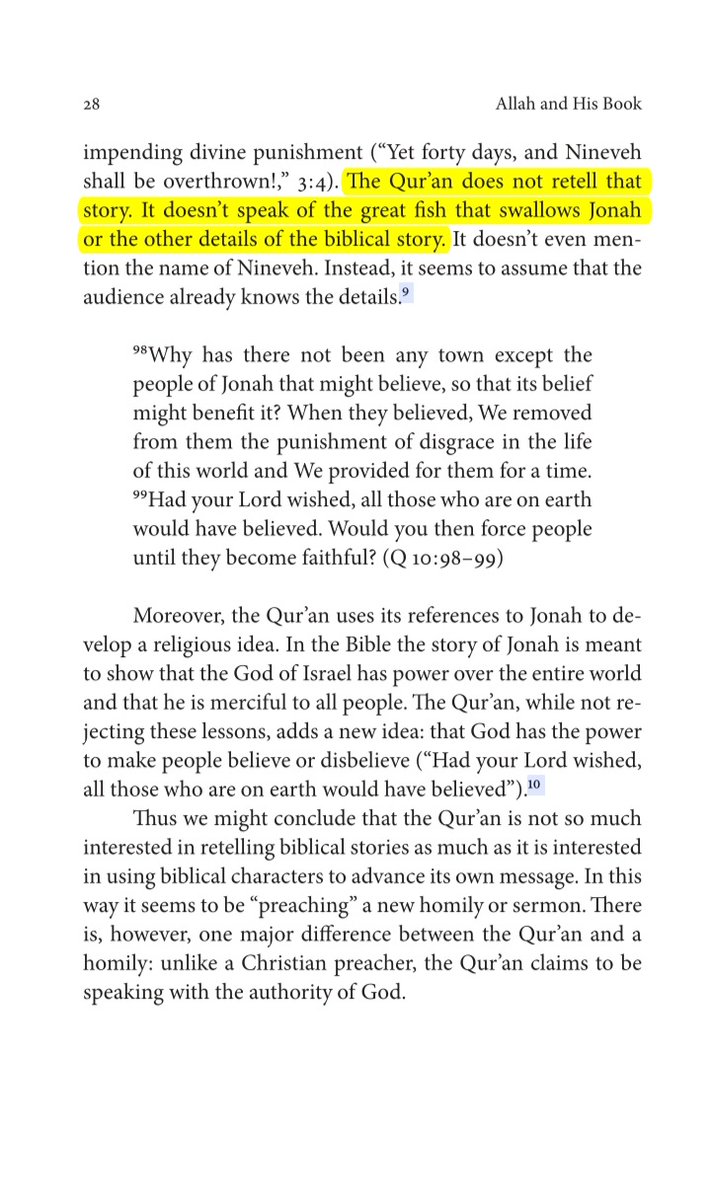 djdegaf's tweet photo. Academic incompetence:

"The Qur’an does not retell that  story. It doesn’t speak of the great fish that swallows Jonah  or the other details of the biblical story."

The Qur'an:
and a great fish swallowed him, for he had committed blameworthy acts. As-Saaffat, Ayah 142. https://t.co/UMuPOU1Nuy