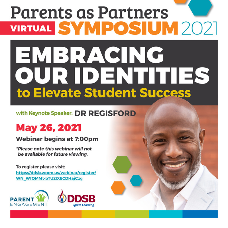 DDSBatHome5to6's tweet photo. The Parents as Partners Virtual Symposium is this Wednesday, May 26! Join keynote speaker Dr. Regisford at 7:00pm on Wednesday and register today at https://t.co/gQ64rQKXL7 #DDSBSuccess @ParentsDDSB https://t.co/77F61bd20h